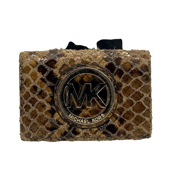 RETAIL $150 MICHAEL KORS Exotic Python Compact Card holder*Authenticated* - Picture 2 of 9